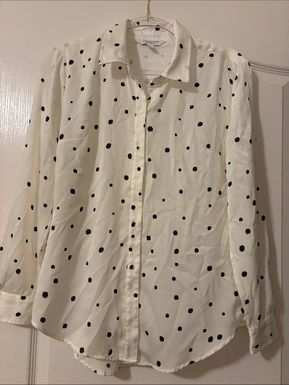 Liverpool Los Angeles Polka Dot Button Front Woven Blouse Shirt size small